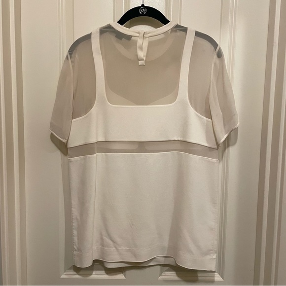 RARE Alexander Wang white mesh short sleeve blouse with cut out details. Size 2 - Picture 4 of 5